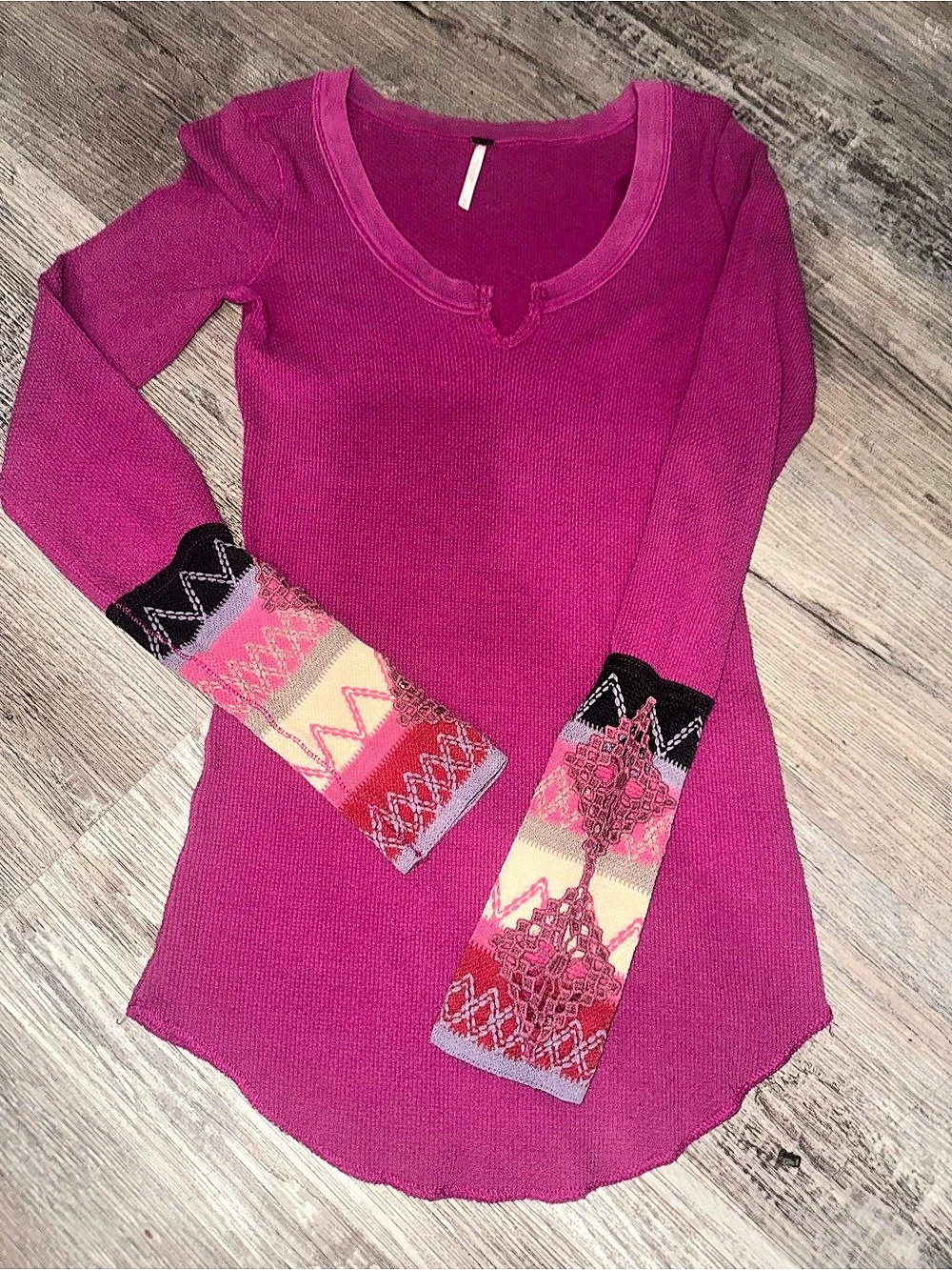 Free People Cozy Craft Cuff Thermal Pink Tunic